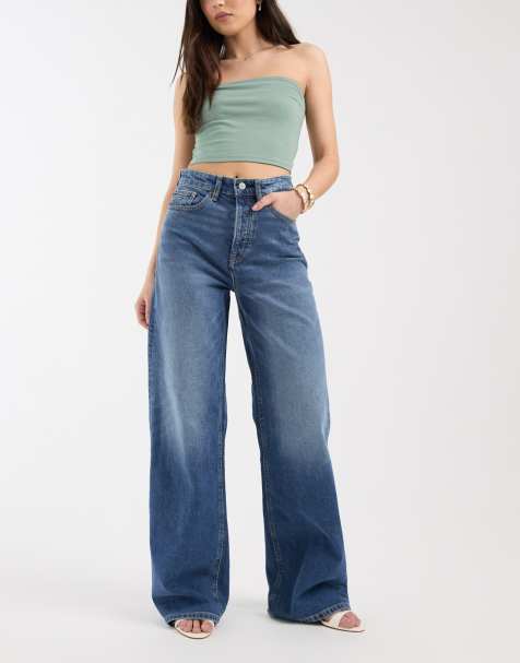 Tommy Jeans Claire high rise wide leg jeans in mid wash blue