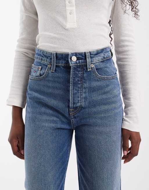 Tommy Jeans Claire high rise wide leg jeans in mid wash blue, 4 of 5