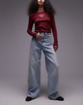 [Tommy Jeans] Tommy Jeans Claire high rise wide leg jeans in ultra light-Blue W26 L30 Denim Ultra Light