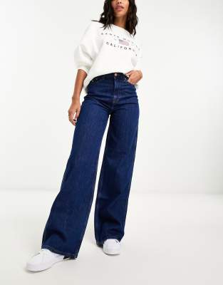 Tommy Jeans Claire high rise wide leg side tab jeans in dark wash