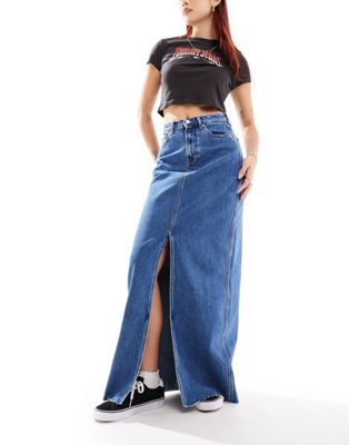 Tommy Jeans Claire high waist maxi skirt in mid wash
