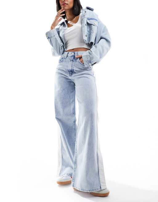 Tommy Jeans - Claire - Jeans met hoge taille, wijde pijpen en zijsplit in lichte wassing