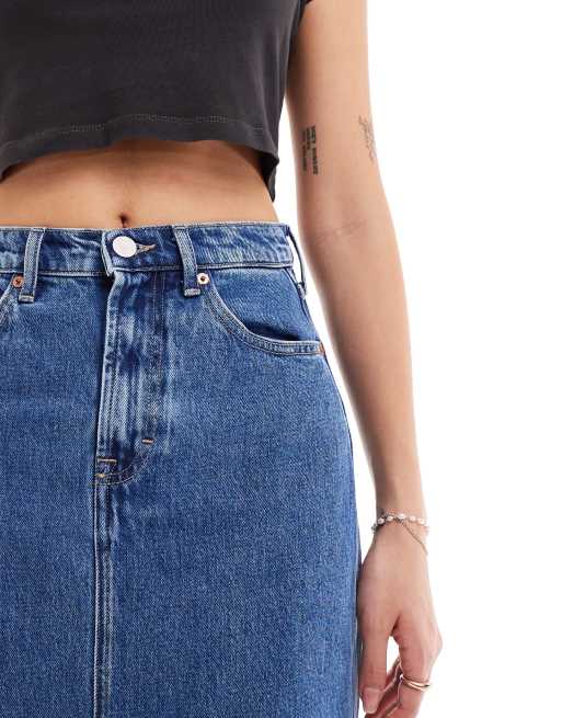 Tommy Jeans - Claire - Jupe longue à taille haute - Bleu moyen délavé, 5 de 5