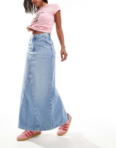 Tommy Jeans – Claire – Ljusblå maxikjol i denim - view 1