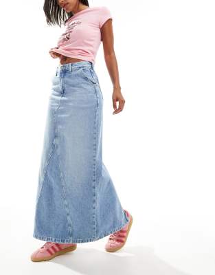 Tommy Jeans - Claire - Maxi-Jeansrock in heller Waschung-Blau