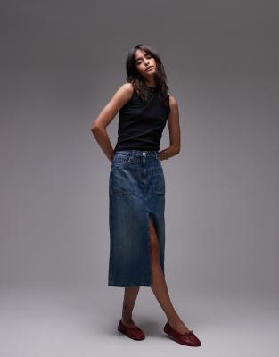 Tommy Jeans - Claire - Mittellanger Utility-Jeansrock in Dunkelblau