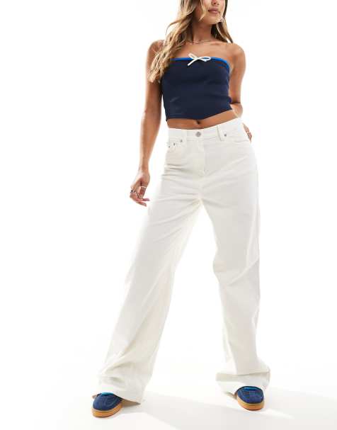 Tommy Jeans Claire high rise cord trousers in off white