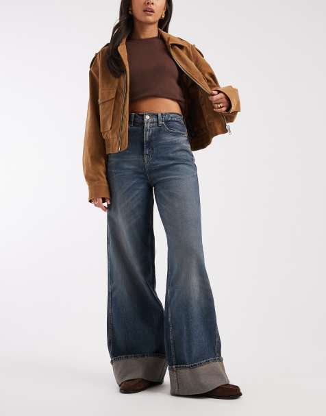 Tommy Jeans Claire turn up wide leg jeans in faded dark wash