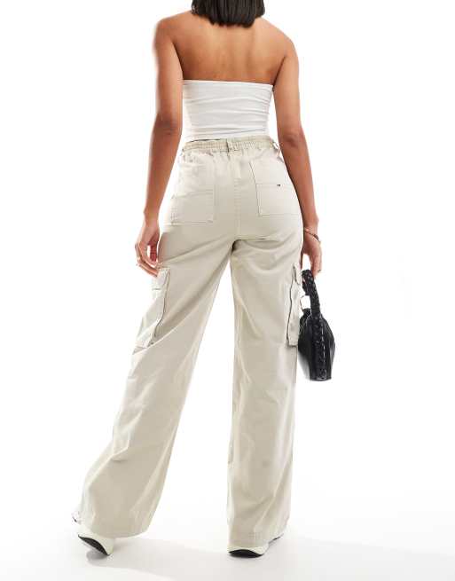 Tommy Jeans Claire utility cargo pants in beige | ASOS