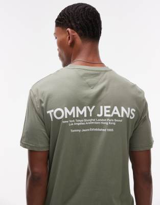 classic back print linear logo T-shirt in green