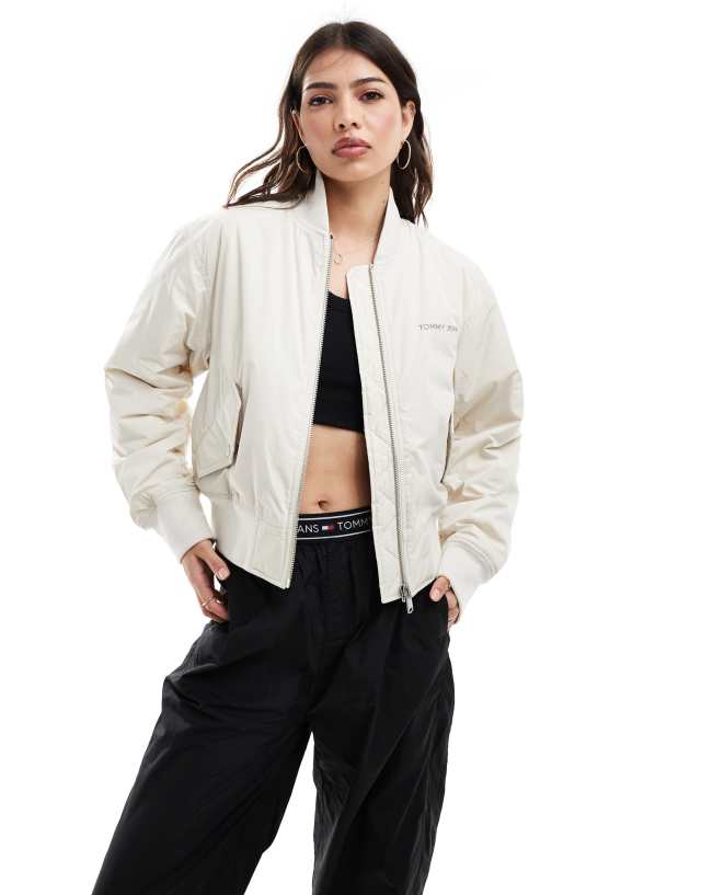 Tommy Jeans - classic bomber jacket in off white