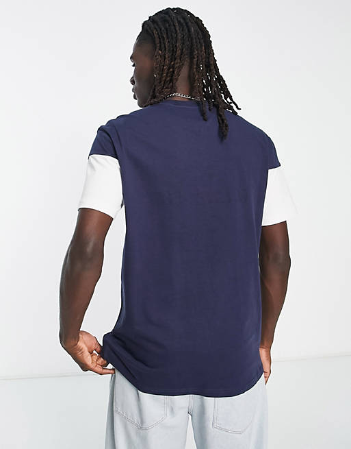 Tommy Jeans classic fit serif linear block logo t-shirt in navy | ASOS