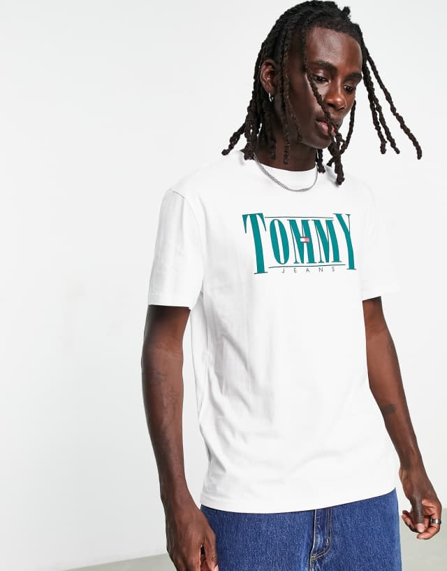 Tommy Jeans classic fit serif logo cotton T-shirt in white