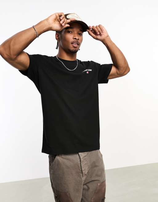 Tommy Jeans classic linear t-shirt back in | ASOS print black