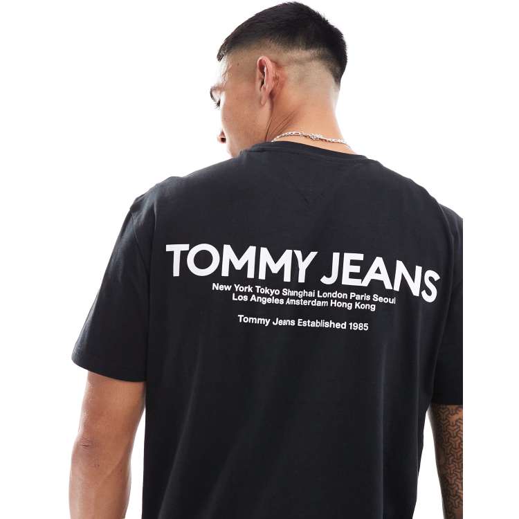 Tommy Jeans classic linear back print t-shirt in black ASOS