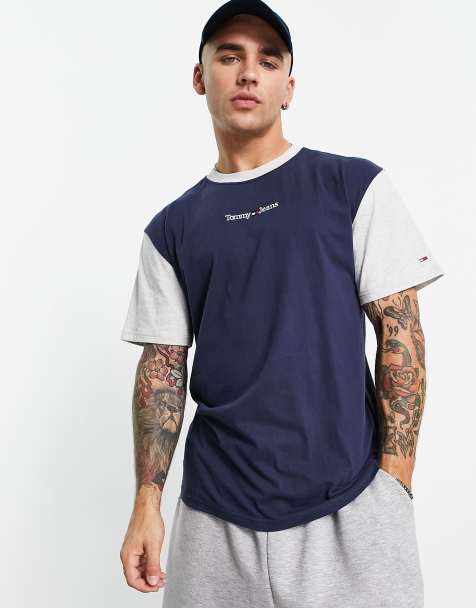 Tommy Jeans classic linear logo contrast t-shirt in navy - NAVY - view 1