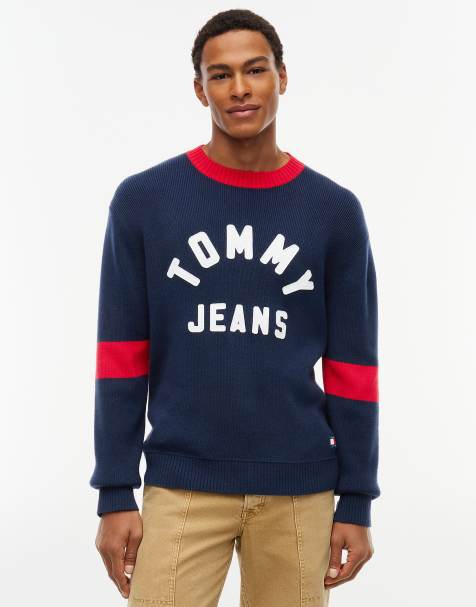 Tommy Jeans Classic logo appliqué jumper in dark blue - view 1