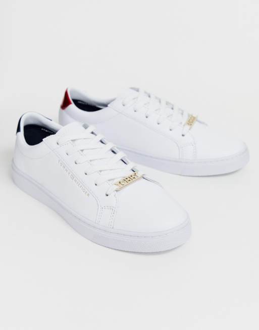 Tommy jeans classic logo leather lace up trainers new arrivals