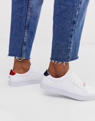 tommy jeans classic logo leather lace up trainers