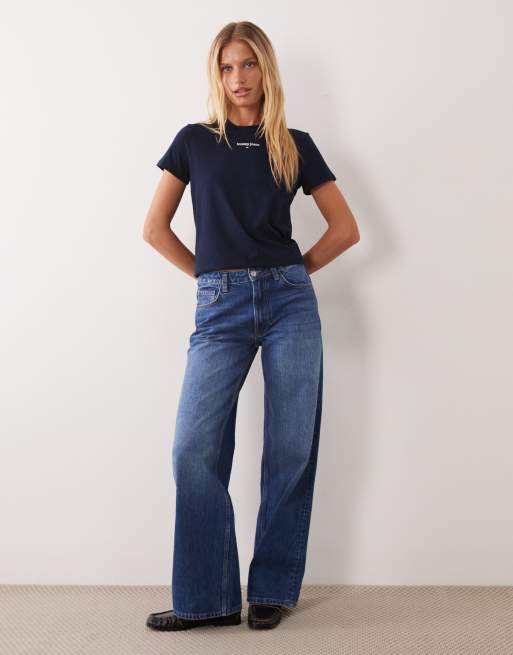 Tommy Jeans classic logo t-shirt in navy, 3 of 4