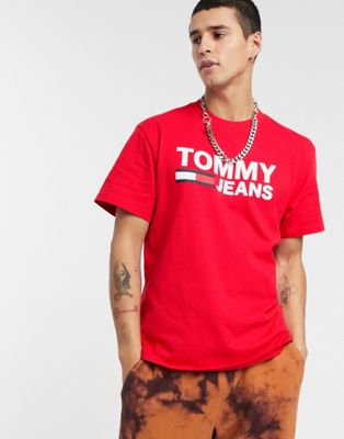 Tommy Jeans classic logo tee in red | ASOS