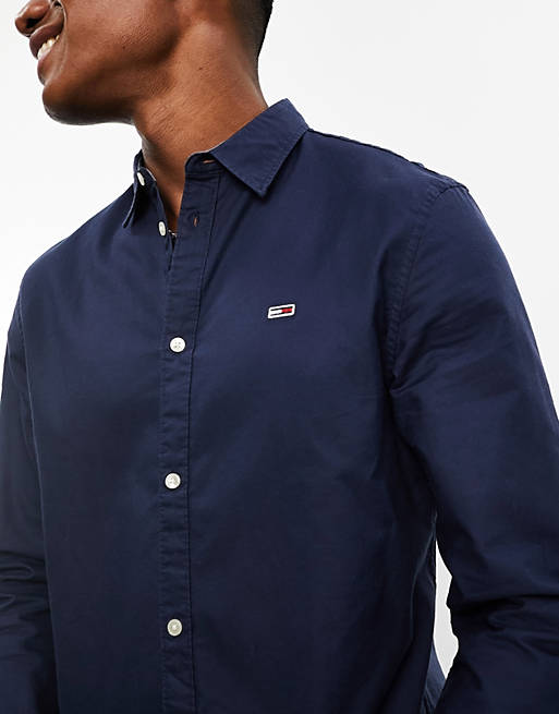 Tommy Jeans classic oxford shirt in navy | ASOS