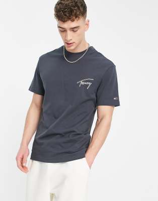 Tommy Jeans classic signature logo t-shirt in charcoal - ASOS Price Checker