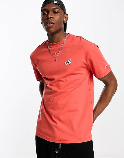Tommy Jeans classic signature t-shirt in red | ASOS