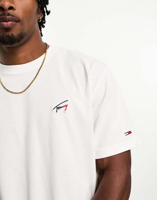 Tommy Jeans classic signature t shirt in white ASOS