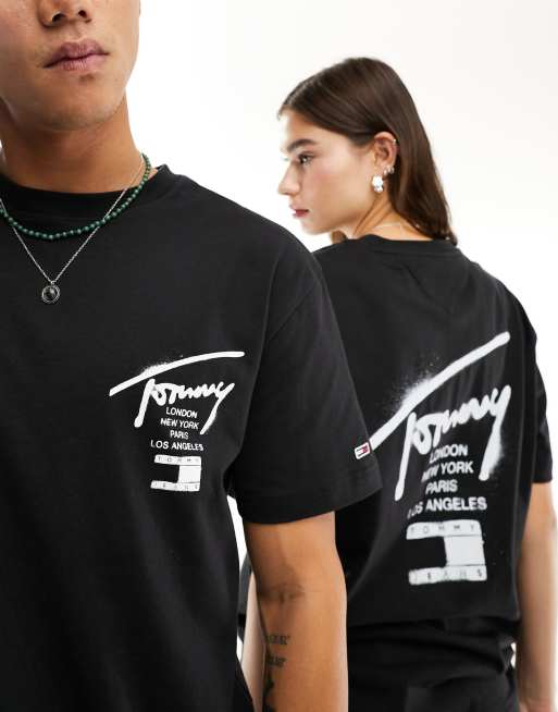 Tommy Jeans classic spray signature t shirt in black