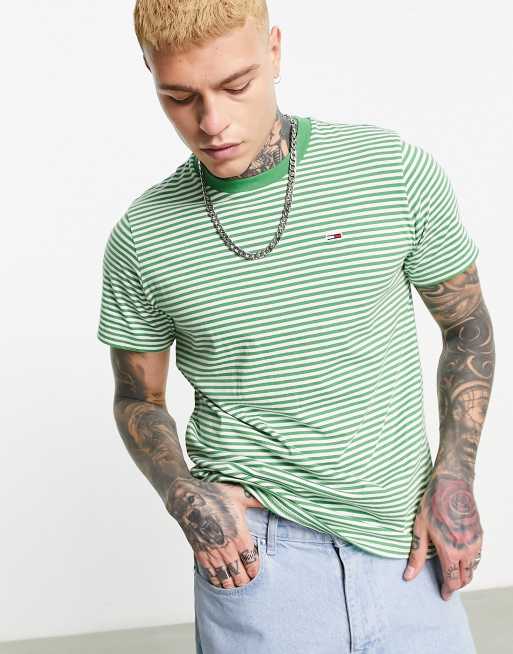 Tommy Jeans classic stripe t shirt in green ASOS