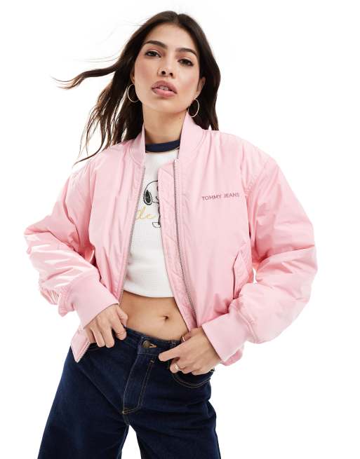 Pink tommy best sale hilfiger denim jacket