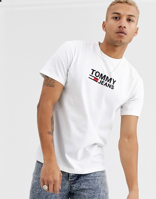 Tommy Jeans classics chest flag logo t-shirt in white