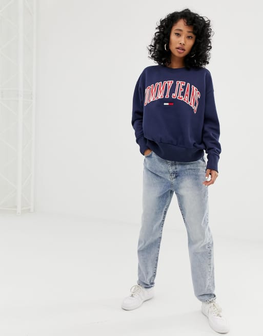 Tommy jeans clean collegiate crew neck shop sweatshirt