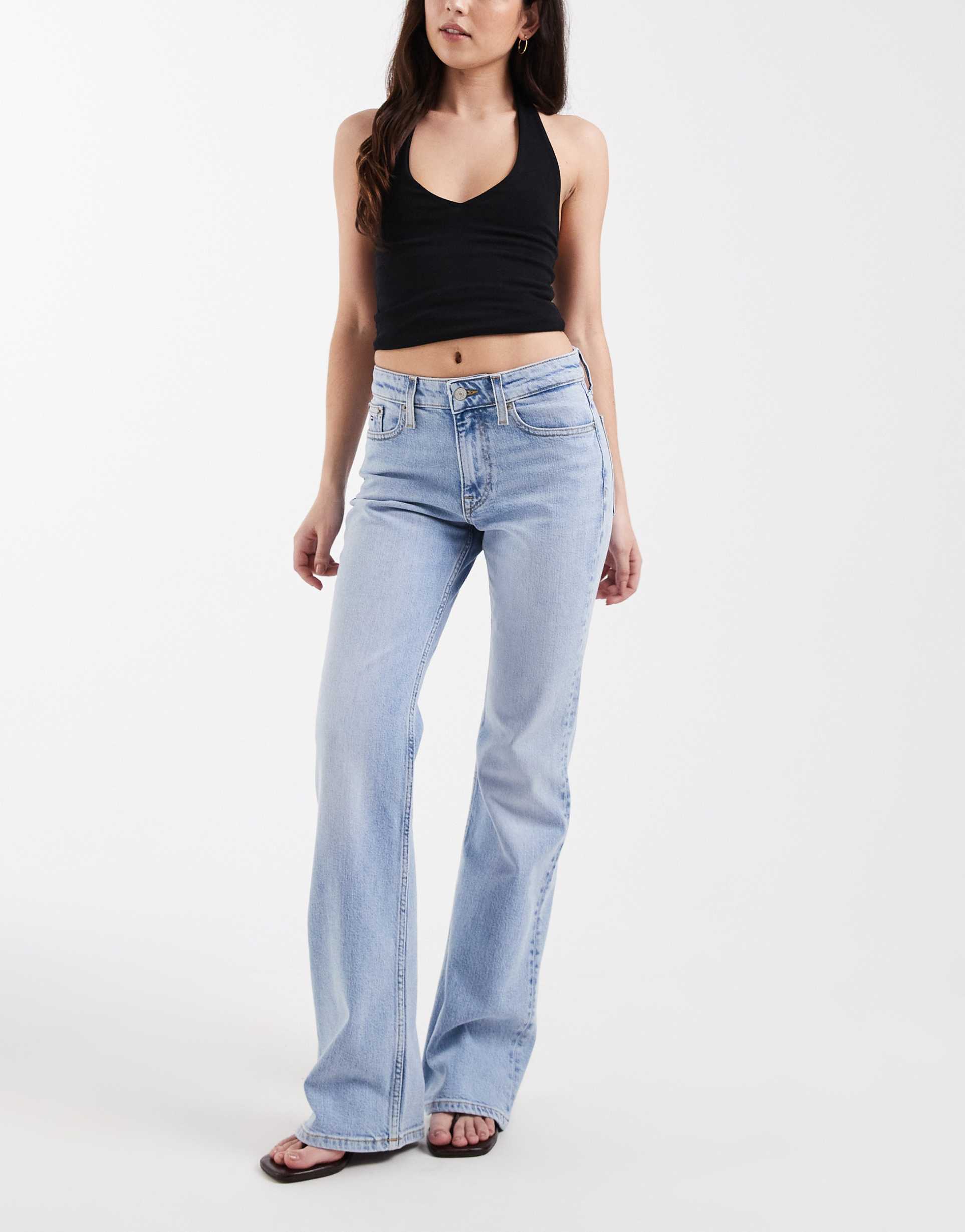 tommy jeans cleo mid rise bootcut jeans in light wash blue