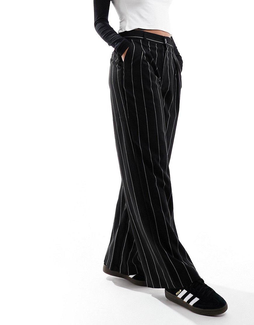 Tommy Jeans co-ord claire high rise wide pinstripe trouser in black
