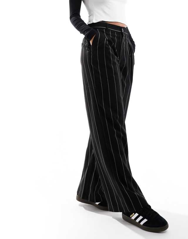 Tommy Jeans - co-ord claire high rise wide pinstripe trouser in black