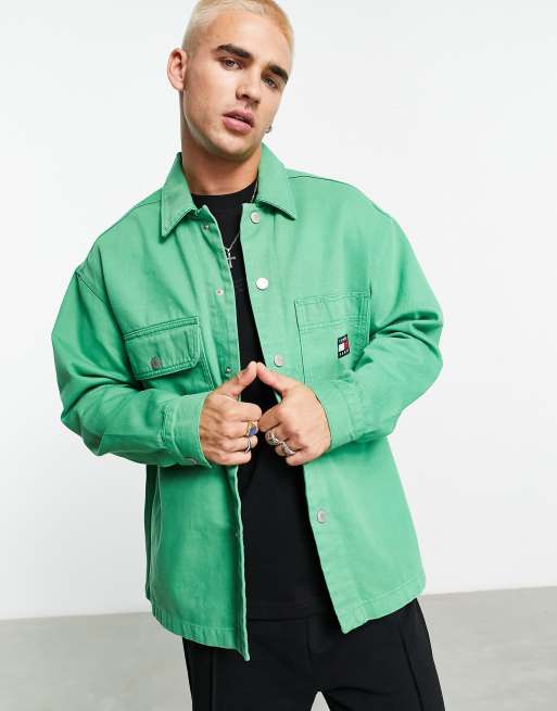 Tommy Jeans co-ord flag logo cotton jacket in green | ASOS