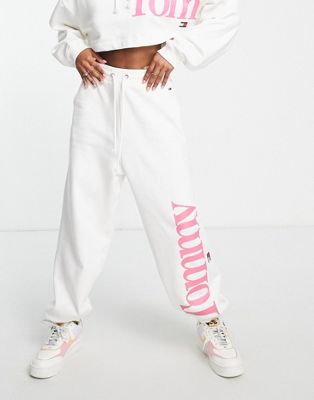 Tommy Jeans co-ord graphic logo jogger in white