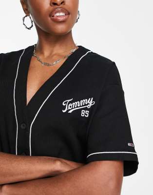 Tommy Jeans co-ord oversized baseball shirt in black