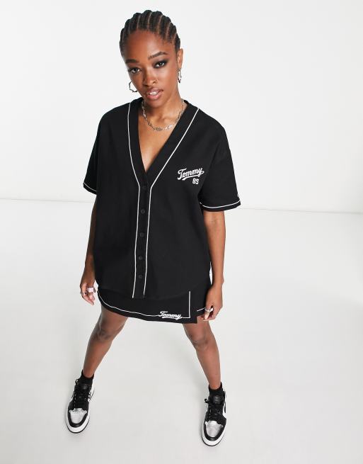 Tommy Jeans co-ord oversized baseball shirt in black