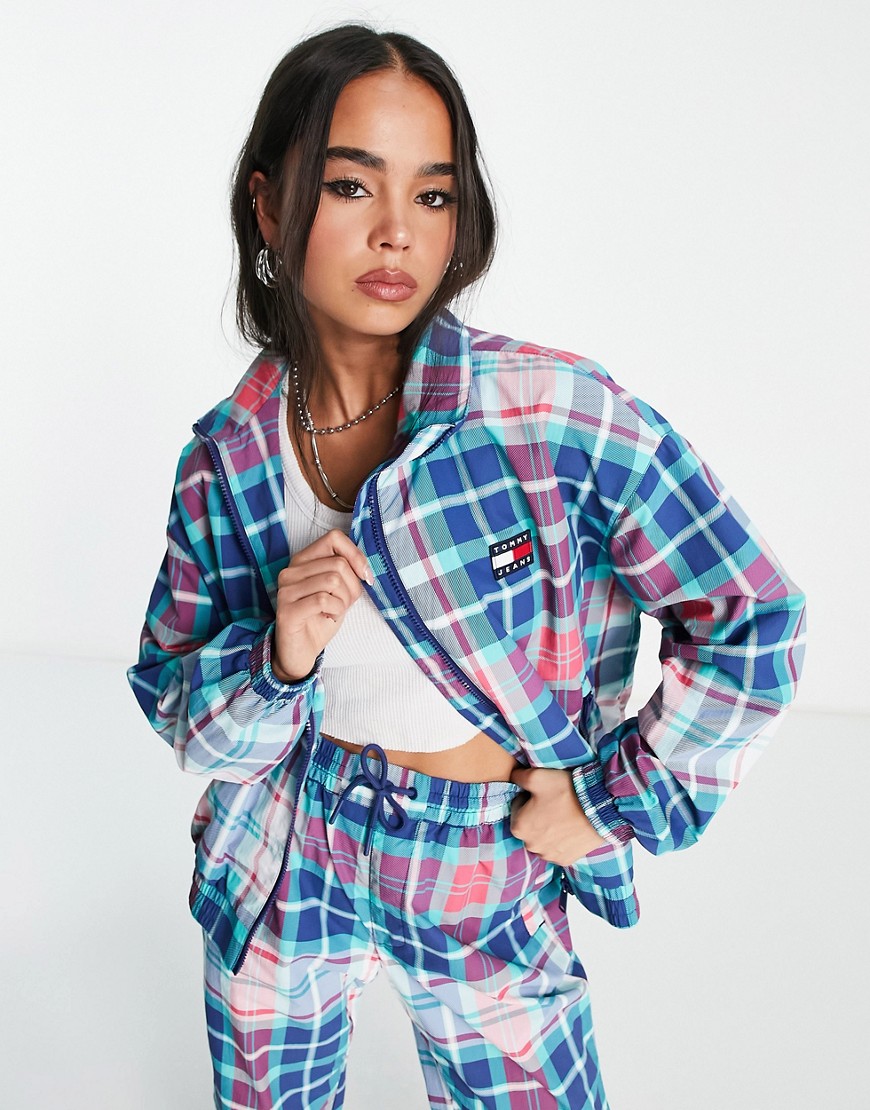 Tommy Jeans co-ord plaid track jacket in multi