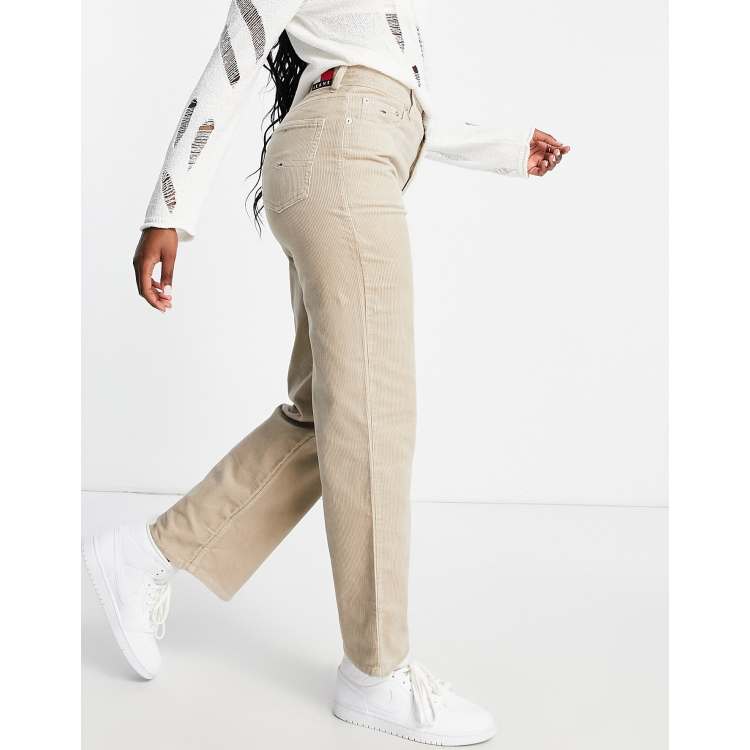 Tommy Jeans co ord straight leg corduroy trousers in beige