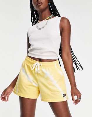 Tommy Jeans co-ord tie dye jersey shorts in yellow