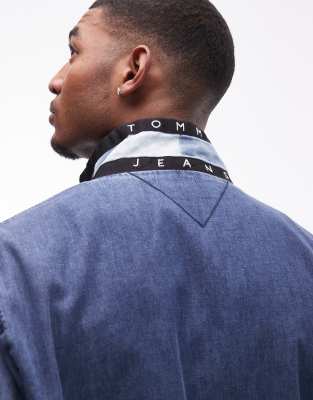 Tommy Jeans Collared Essential Denim Jacket In Blue