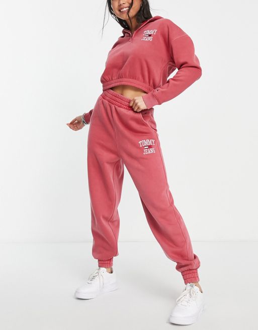 Tommy Jeans college logo baggy trackies in red (part of a set) | ASOS