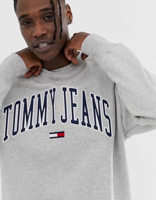 Tommy Jeans collegiate capsule sweatshirt in grey marl