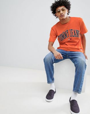 tommy jeans orange shirt