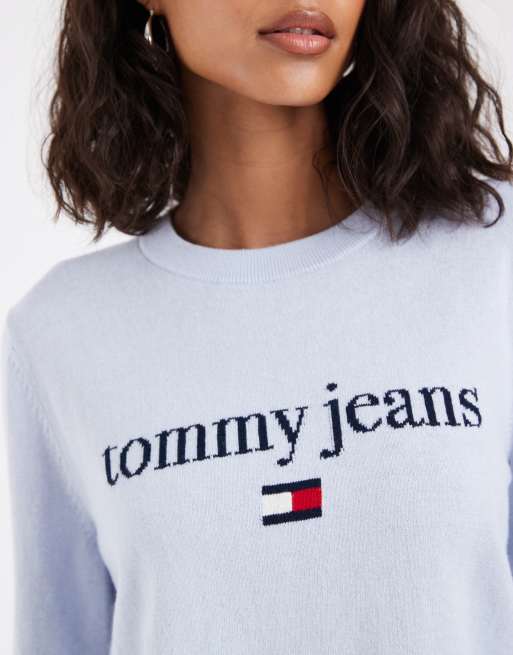 Tommy Jeans collegiate fluffy quarter zip sweater in burgundy argyle, 3 of 4