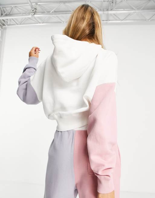 Tommy Jeans collegiate logo color block hoodie in ivory part of a set